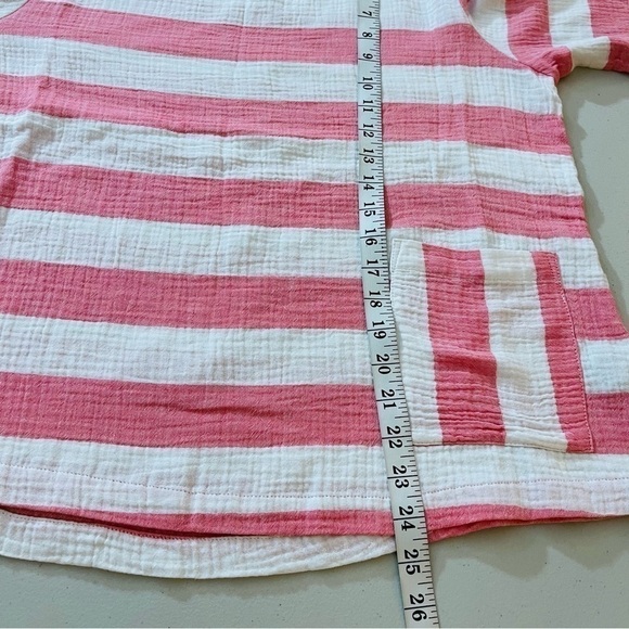 Habitat Quarter Sleeve Gauze Top XS Pink/White - Picture 10 of 11